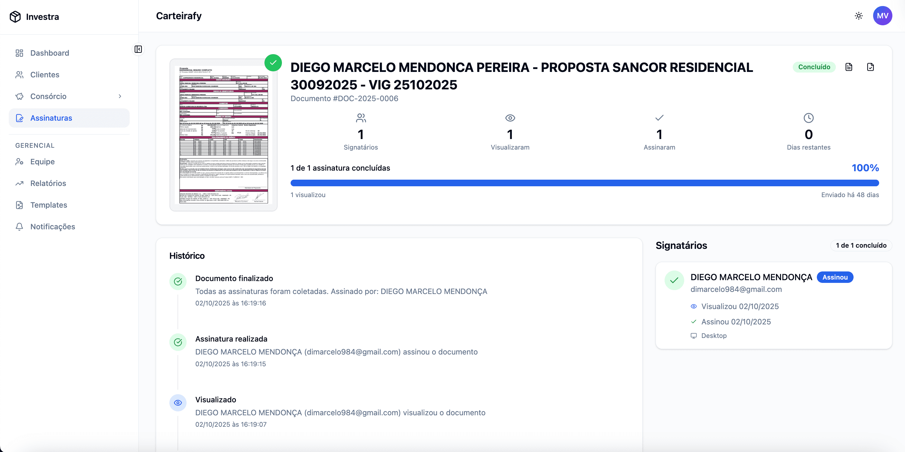 Painel de Acompanhamento de Documentos Assinados